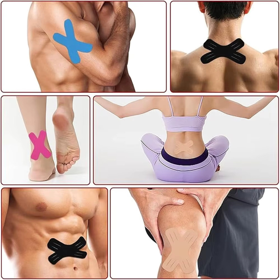 10 Stück WEFITON Kinesiologie-Tape in Schwarz, vorgeschnittenes elastisches X-förmiges Sport-Klebeband für Sport und Muskelzerrung, Unisex - Bild 5