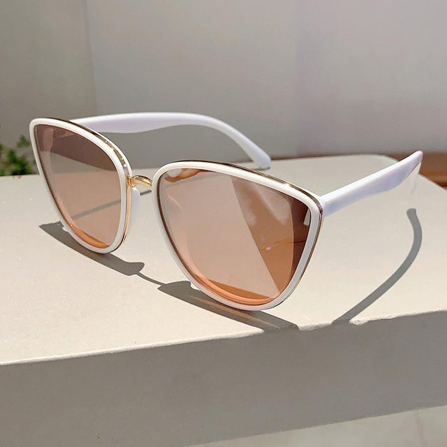 Dote Cat Eye Sonnenbrille, Kunststoff, Vollrand, Weiß, Unisex - Bild 1