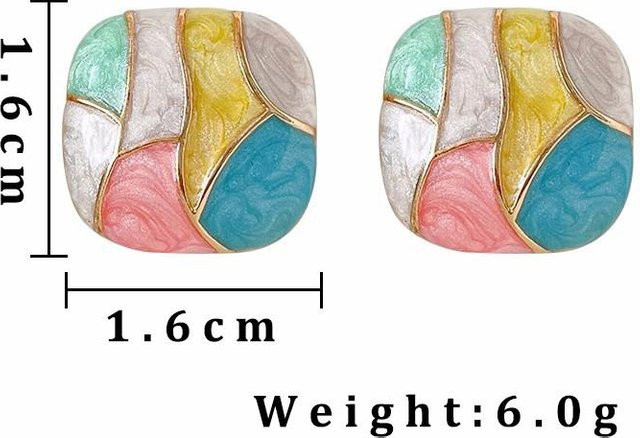 YIRAN Jewelry Ohrringe, Emaille, Quadrat, Blue, Damen - Bild 1