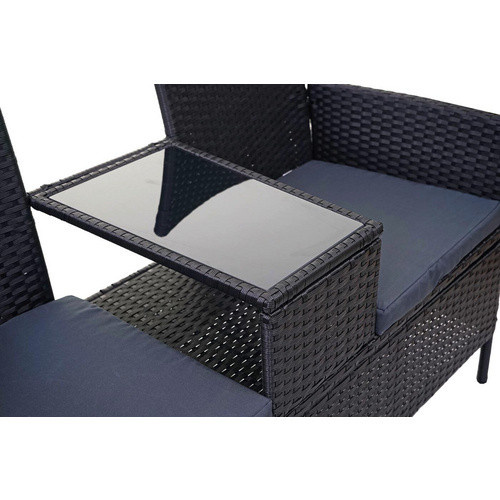 MVG Loungeset MVG-E24 2-Sitzer aus Stahl, Glas und Polyester in Schwarz, B/H/T: 132 x 84 x 55 cm - Bild 3