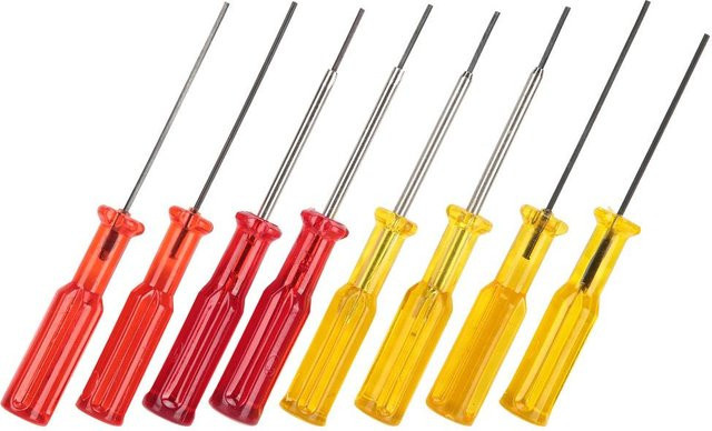 Igeteck Innensechskant Schraubendreher Set für Nähmaschinen und Overlockmaschinen, 8 Stück, Gelb, 1.5mm und 1.6mm - Bild 1