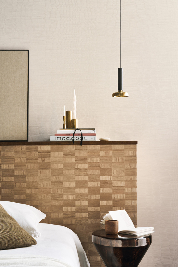 Omexco Tapete Moire PU391 in Beige mit abstraktem Textildesign - Bild 1
