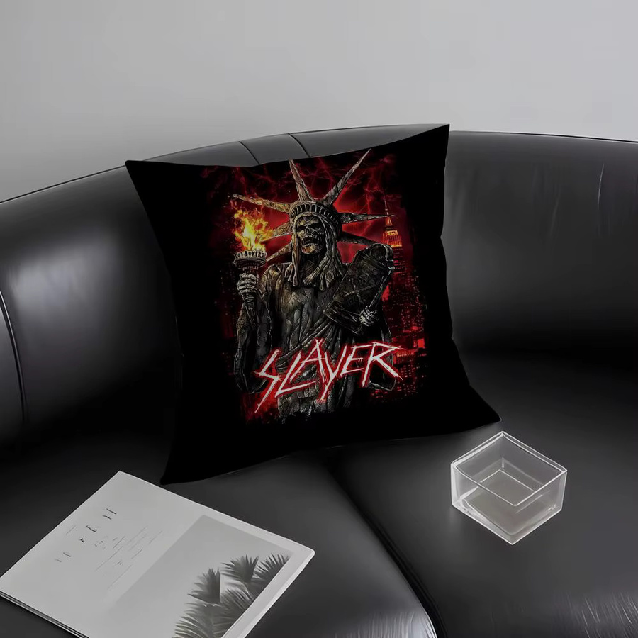 S-Slayer Band Kissenbezug in Schwarz, quadratische Kissenhülle aus ultraweichem Stoff mit verdecktem Reißverschluss, Breite: 30,0 cm, Höhe: 30,0 cm - Bild 3