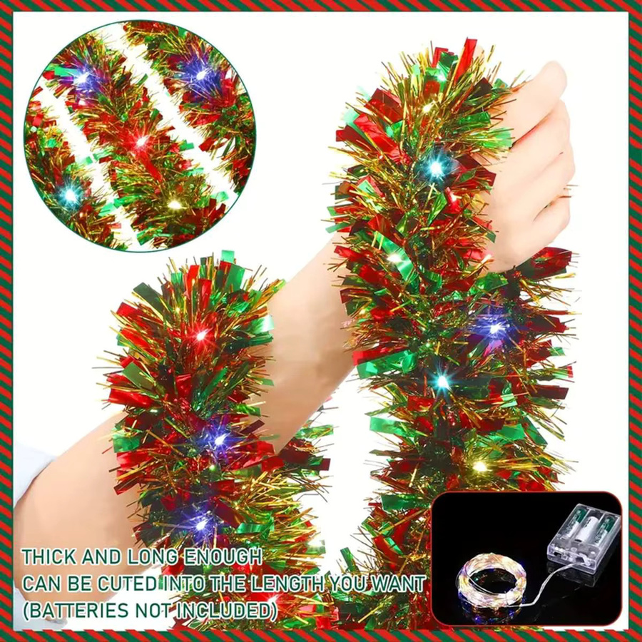 Peach Forest Weihnachtsgirlande mit LED-Leuchten in Multicolour, glänzendes Metallic-Lametta für deinen Weihnachtsbaum - Bild 3