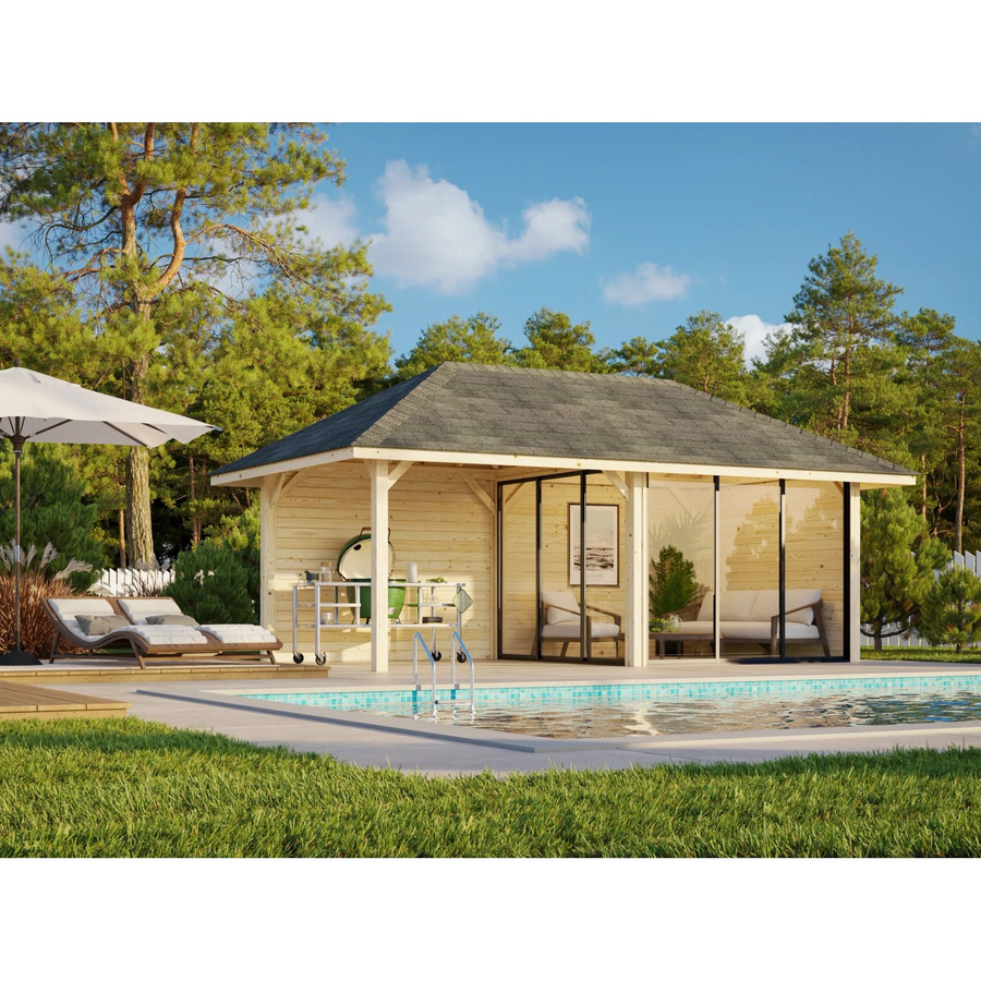 Palmako Pavillon Bianca Set 505 Slide Plus, Lackiert Weiß, B/T: 588 x 300 cm - Bild 2