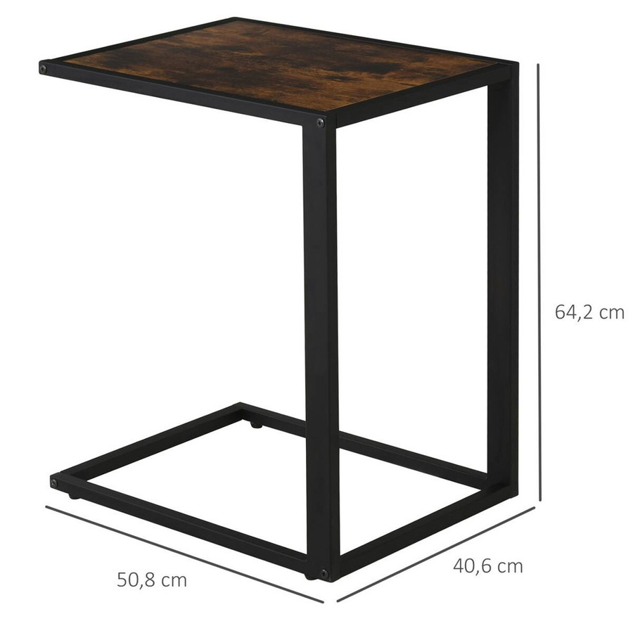 HOMCOM Beistelltisch in C-Form im Industrie Design, Braun/Schwarz, B/T/H: 40,6 x 50,8 x 64,2 cm - Bild 2