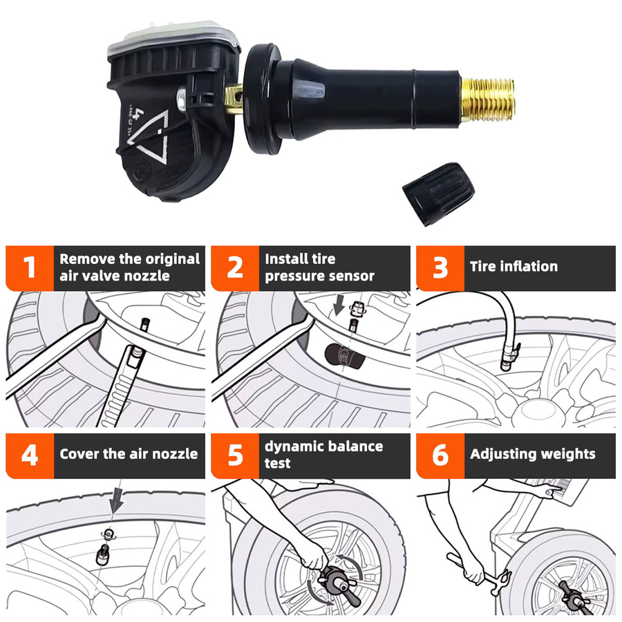 YONGRUN Reifendrucksensor Set 13598773 in Schwarz für Cadillac Buick Chevrolet Reifendrucküberwachungssystem (4/8 Stück) - Bild 4