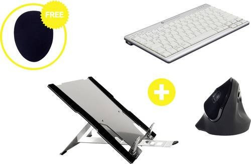 BakkerElkhuizen Homeworking Box Professional PLUS DE Home Office-Set in Schwarz/Silber mit Höhenverstellung von 9 bis 22 cm - Bild 1