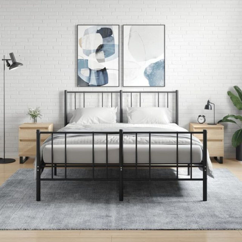 Vidaxl Nachttische 2er Set Eiche Natur Braun aus Holzwerkstoff B/T/H: 40 x 35 x 50 cm - Bild 1