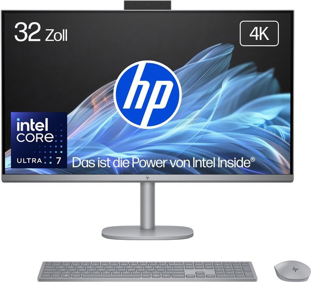 HP OmniStudio X 32-c0670ng All-in-One PC, Silber, 32 Zoll 4K IPS Display, Intel Core Ultra 7 155H, 32 GB RAM, 1 TB SSD, Windows - Bild 1