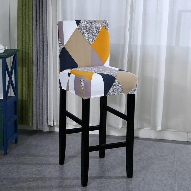 BC-Warm Home Elastischer Barhocker-Stuhlbezug mit geometrischem Design in Multicolour, Waschbarer Sitzbezug für Esszimmer und Bar - Bild 1