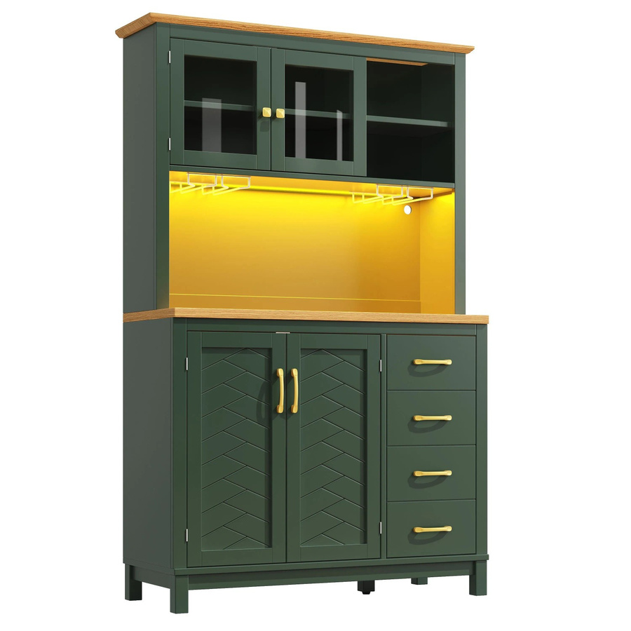 Merax Buffetschrank im Retro-Design mit LED-Lichtleiste und Getränkehalter, B/T/H: 105,5 x 40 x 180 cm - Bild 2