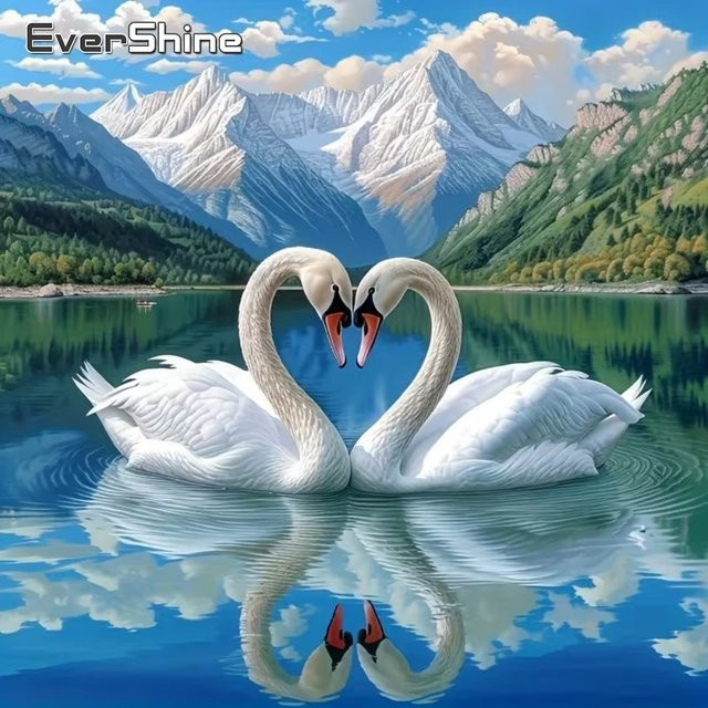 EverShine Diamant-Mosaik DIY Stickerei Schwan und Naturmotiv als Handgemachtes Strass-Gemälde - Bild 1