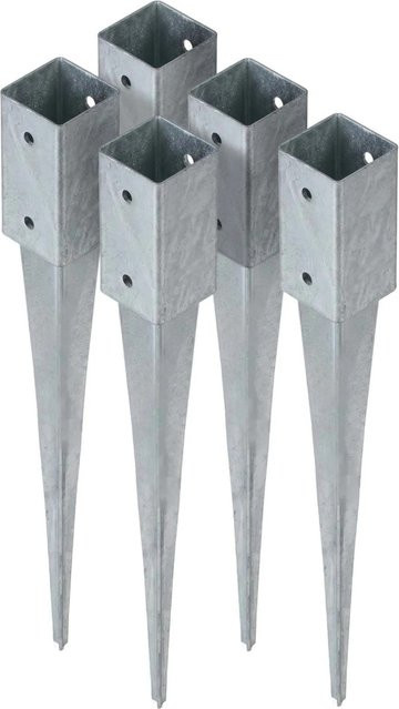 HOLLMAX 5er Set Einschlaghülse für Vierkantpfosten, Silber verzinkter Stahl, Durchmesser: 71 mm - Bild 1