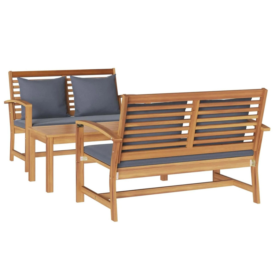 vidaXL Gartenmöbel-Set aus Massivholz Teak in Braun mit 4 Stühlen und 1 Tisch inklusive wetterfesten Kissen - Bild 2
