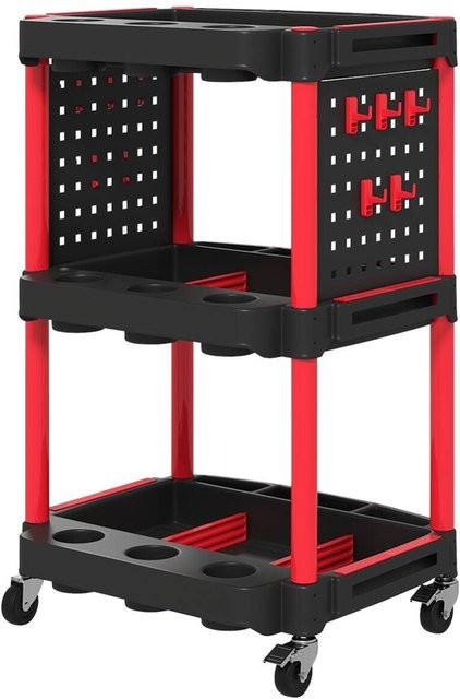HOMCOM Werkstatt-Rollwagen mit 3 Etagen und 10 Haken, Schwarz, B/H/T: 47,5 x 89 x 56,5 cm - Bild 3