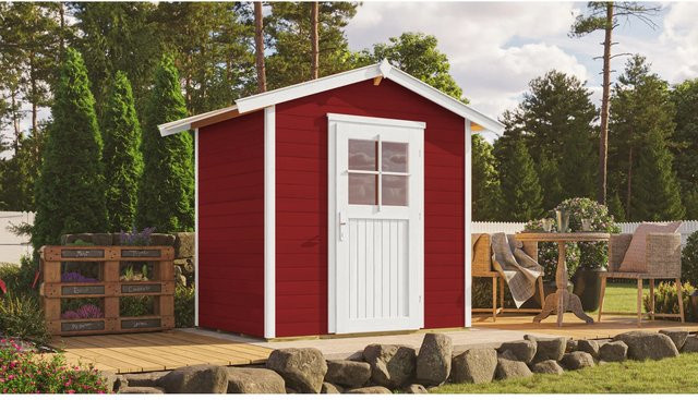 OBI Outdoor Living Holz-Gartenhaus Monza mit Satteldach in Schwedenrot-weiß, B/T/H: 174 x 174 x 227 cm - Bild 1