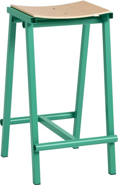 HAY Taburete 8 Barhocker in Grün mit Eichenfurnier und Stahlgestell - Bild 1