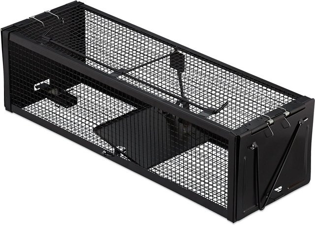 Relaxdays Lebendfalle aus Eisen in Schwarz, wetterfest und wiederverwendbar, B/T/H: 11 x 39 x 12,5 cm - Bild 1