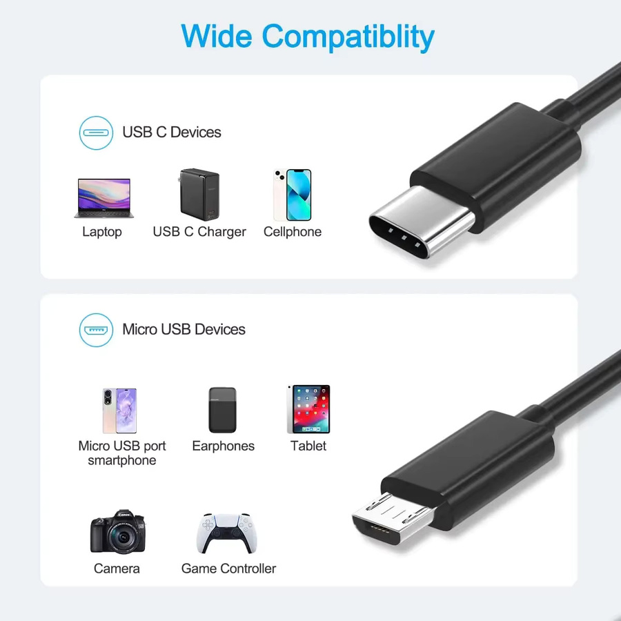 NNBILI USB-C auf Micro-USB OTG Adapterkabel für schnelles Laden und Datenübertragung, 480 Mbit/s, in Schwarz oder Weiß - Bild 6