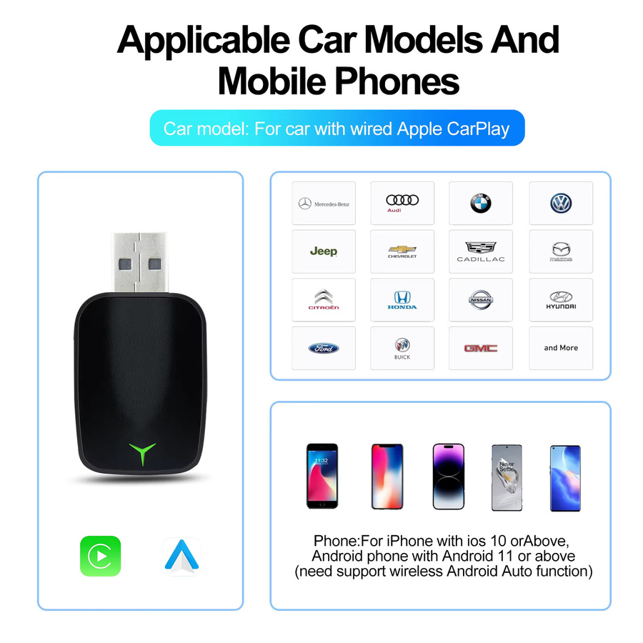 2-in-1 Smart Mini Box kabellose CarPlay und Android Auto Verbindung mit Wi-Fi und Bluetooth in Schwarz - Bild 5