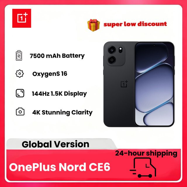 OnePlus Nord CE6 Globale Edition Smartphone Schwarz 8GB RAM 256GB Speicher Snapdragon 7s Gen 4 50MP Kamera 7500mAh Akku - Bild 1