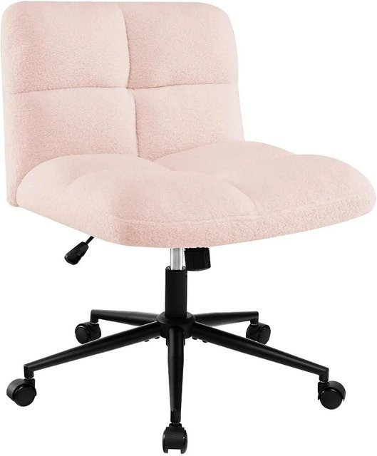 Costway Moderner Schreibtischstuhl mit Rollen und Wippfunktion in Pink - Bild 1