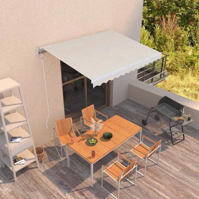 Furnicato Automatische Markise mit Gelenkarm aus Aluminium und Polyester in Creme, B: 300 cm, H: 250 cm - Bild 1