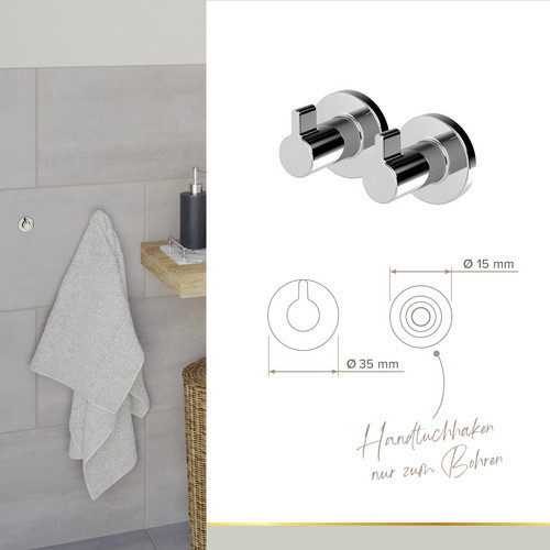 LENZ Handtuch-Haken VIDA in Chrom, silberfarben, Montageart: Bohren - Bild 2
