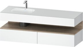 Duravit Qatego Einbauwaschtisch-Möbel-Set in Weiß mit Marmor-Optik, B/T/H: 160 x 50 x 60 cm - Bild 1