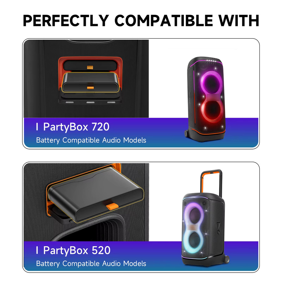 PALO Ersatzakku 4800mAh für JBL Boombox 4, PartyBox 520 und 720 Bluetooth-Lautsprecher mit USB-C Anschluss, Schwarz - Bild 3