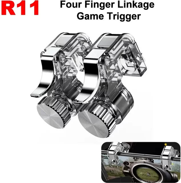 R11 Handy Gaming Trigger für PUBG und Free Fire, 4-Finger Controller Joystick für iPhone und Android Universal - Bild 1