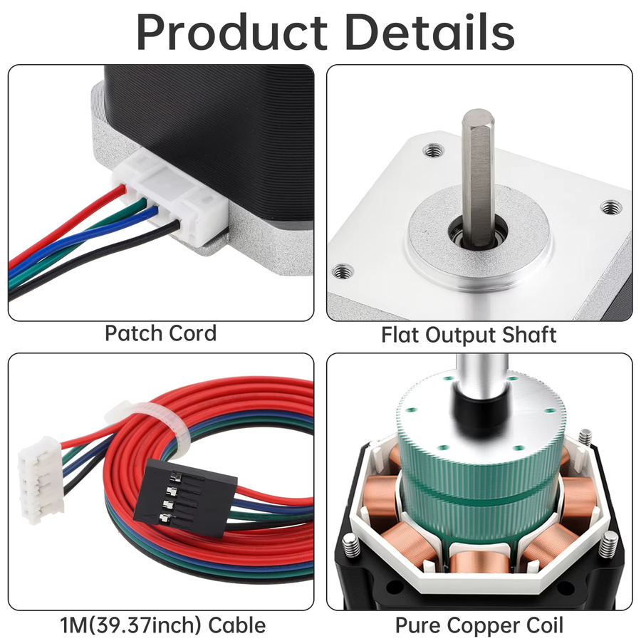 Nema 17 Schrittmotor bipolar 2 Phase 4-Draht 1,8 Grad 65 N.cm für DIY CNC und 3D-Drucker 48 mm - Bild 3