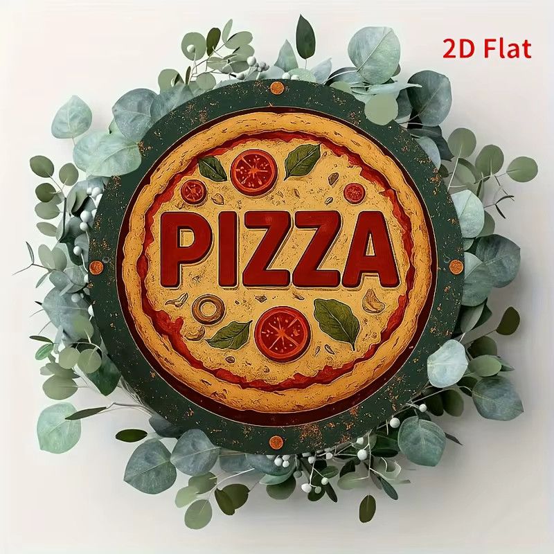 Potdemiel Vintage Pizza Metallschild rund für Küche und Café - Bild 3