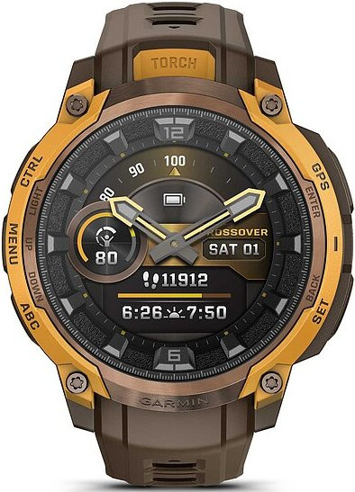 Garmin Instinct Crossover AMOLED Outdoor GPS Smartwatch mit Silikonarmband in Schwarz - Bild 1