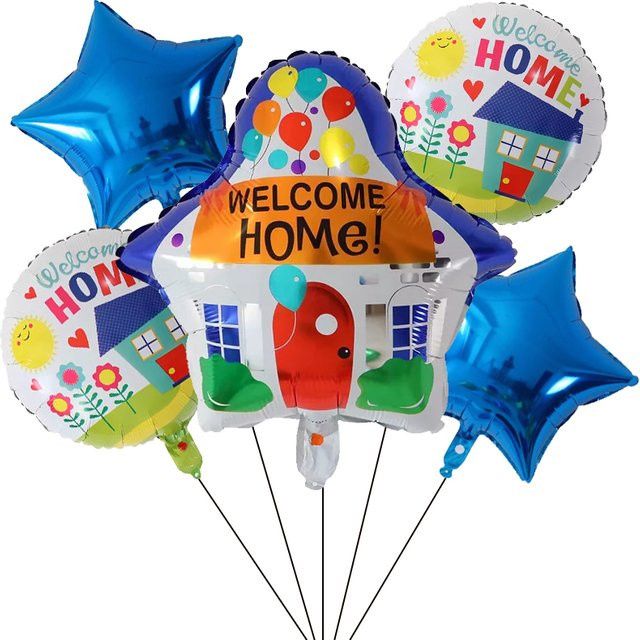 5 Stück Welcome Home Folienballons in Mehrfarbig für Babyparty und Dekoration - Bild 1