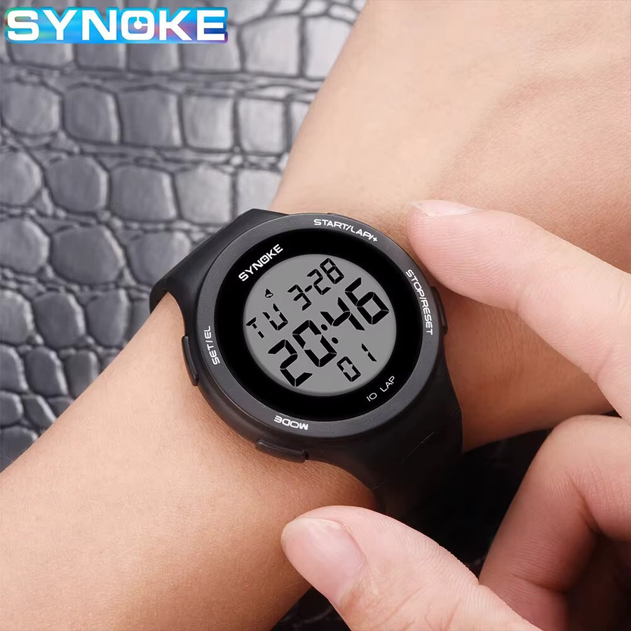 SYNOKE Digitaluhr, Chronograph, Alarm, Schwarz, Silikon, Herren - Bild 4