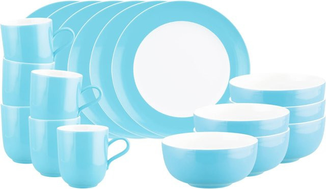 Seltmann Weiden Frühstücks-Set Liberty Pure Colors aus Porzellan in Blau, 18er Set - Bild 1