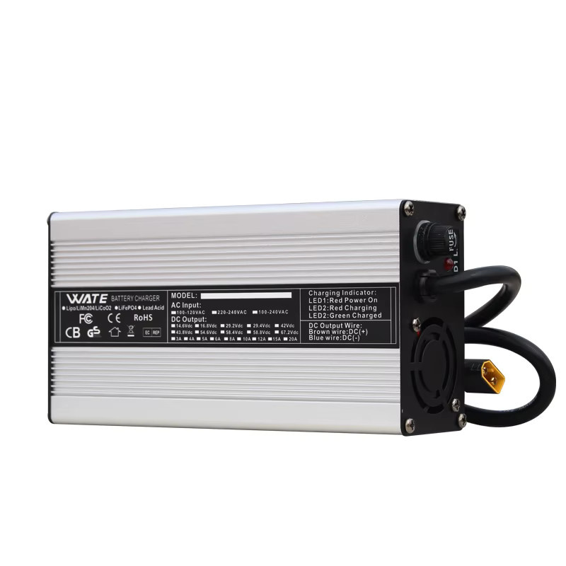 WATE Smart Lithium-Akku Ladegerät 71,4 V 3A mit Lüfter und Auto-Stop, Silber - Bild 2