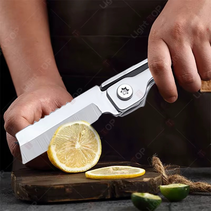 WXCOO Mini Klappmesser aus Edelstahl in Silber als tragbares Mehrzweck-Universalmesser und Obstschneider - Bild 3