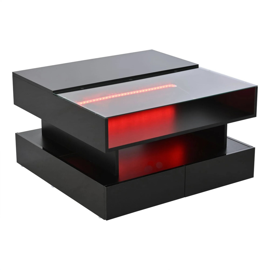 okwish Couchtisch mit höhenverstellbarer Lift-Funktion und LED-Beleuchtung in Schwarz, B/T/H: 80 x 80 x 45 cm - Bild 2