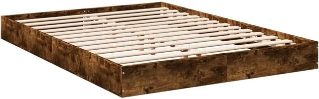 vidaXL Bettgestell aus Holzwerkstoff in Räuchereiche, Farbe Braun, B/T/H: 140 x 200 x 143 cm - Bild 1