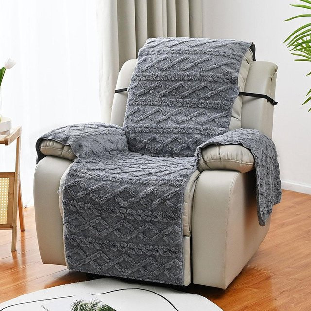 Waschbarer 1-Sitzer-Liegestuhlbezug aus Jacquard-Flanell in Grau für Sessel und Massagestühle - Bild 1
