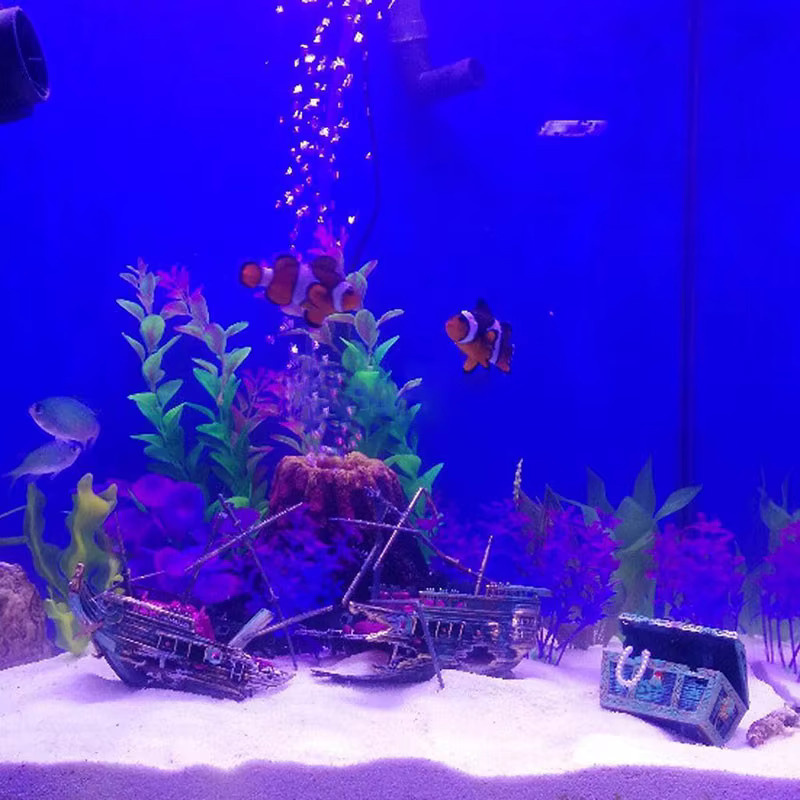 Otmagelu Aquarium Dekoration Versunkenes Segelschiff Wrack in Schwarz und Multicolour - Bild 3