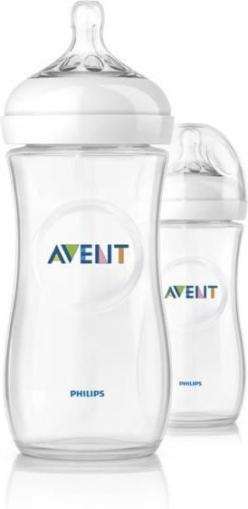 Philips Avent Natural Babyflaschen mit breitem Flaschenhals, 2er-Set, transparent, 330 ml pro Flasche - Bild 1