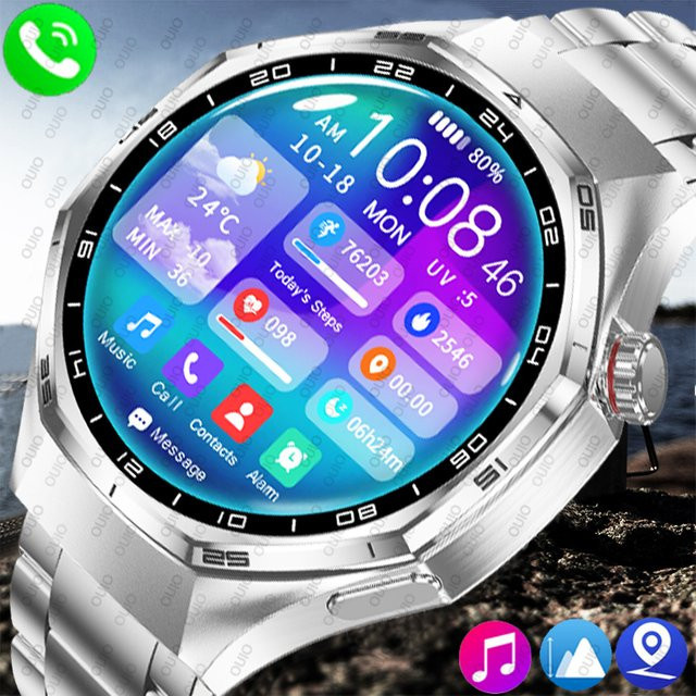yaocx Smartwatch, Silber, Herren, GPS, Bluetooth, Rund - Bild 1