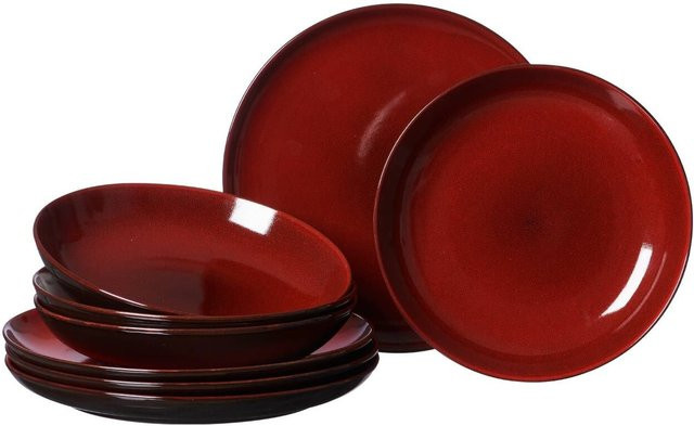 Ritzenhoff & Breker Tafelservice Gambia 8-teiliges Set aus Keramik in Braun und Rot - Bild 1