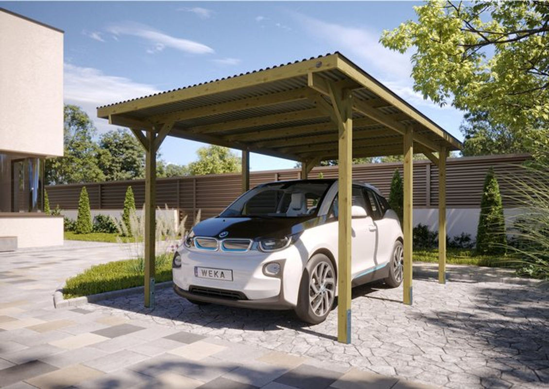 Weka Flachdachcarport Einzelcarport 606 Gr. 1 aus Holz in Natur - Bild 1