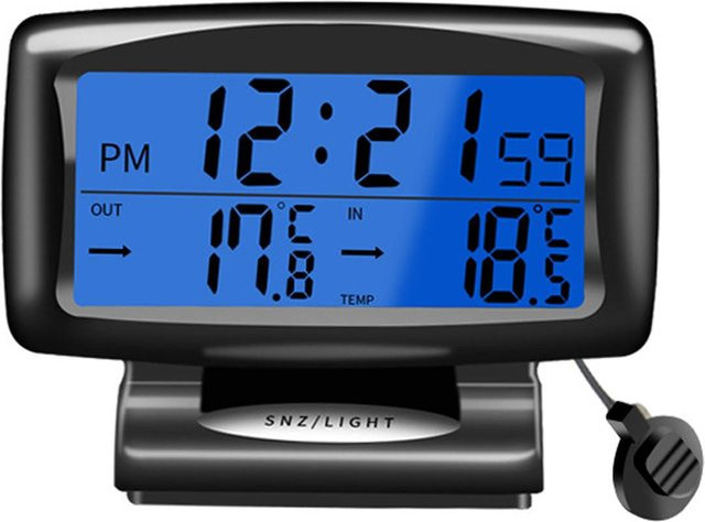 Shoemst 2 in 1 Digitaluhr und Thermometer mit hintergrundbeleuchteter LCD-Anzeige in Schwarz - Bild 1