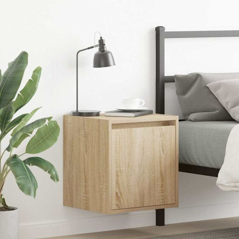 Wand-Nachttisch Vidaxl in Sonoma-Eiche Natur Braun, B/T/H: 38 x 34 x 40 cm - Bild 1